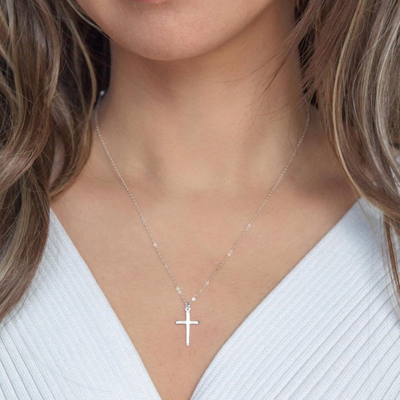 MONOZO Cross Necklace for Women, 14K Gold Plated, 16+2'/18+2' inches, Gold Cross Necklaces for Women, Trendy Gold Jewelry Gifts for Women - Image 3